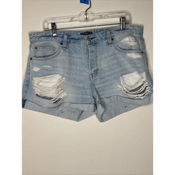 Abercrombie & Fitch Blue Ripped Ames Low Rise Boyfriend Short festival sz 12/31 - Picture 1 of 10